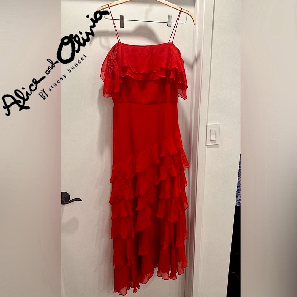 Alice & Olivia Red Ruffle Maxi - WORN ONCE!!